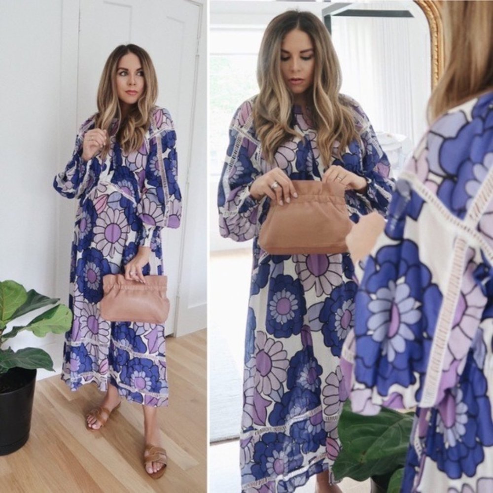 Dodo Bar Or Myra Maxi Dress S Flower Power Oversized Floral Crochet Trim